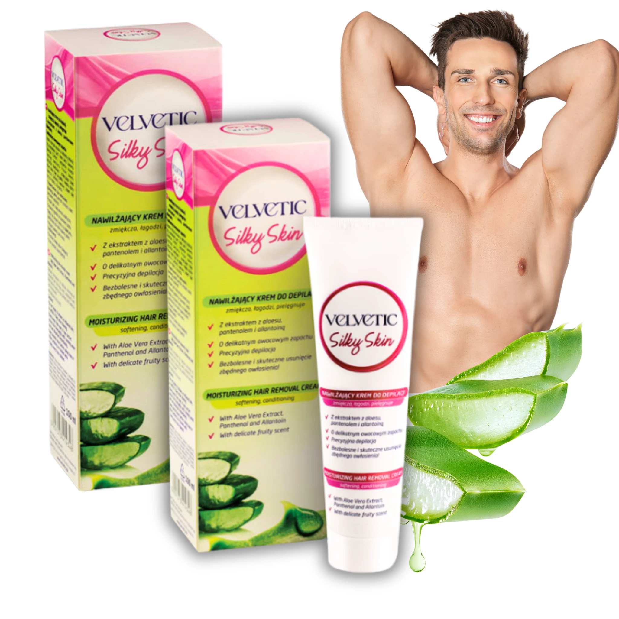 Krem do depilacji dla mczyzn, do ciaa i miejsc intymnych, z aloesem  Velvetic, 2x 100ml Coloris Sklep